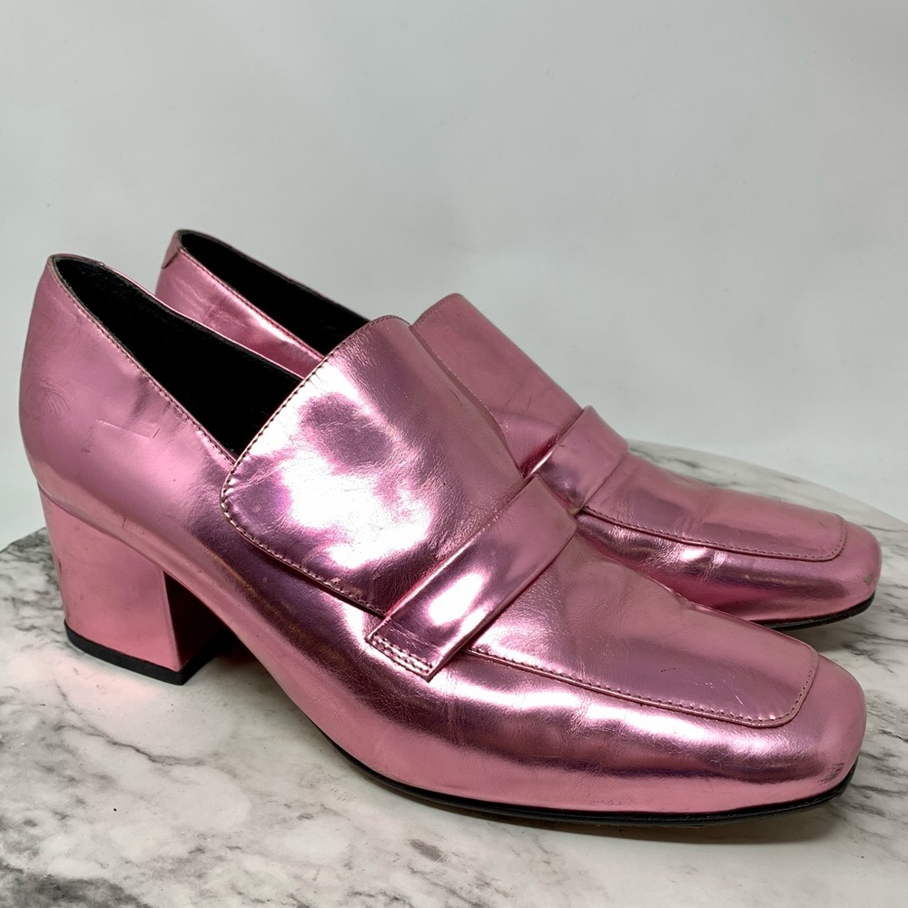 DORATEYMUR Turbojet Pink Patent Square Toe Loafers 39 Chunky Maximalist Modern